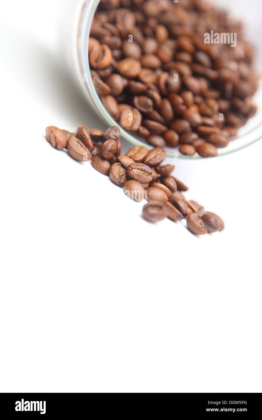 Los granos de café en un tarro de vidrio Foto de stock