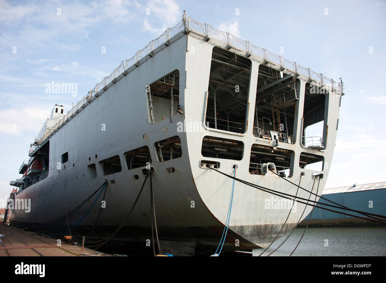 Cubierta de popa del buque de la Marina Real retirado Foto de stock