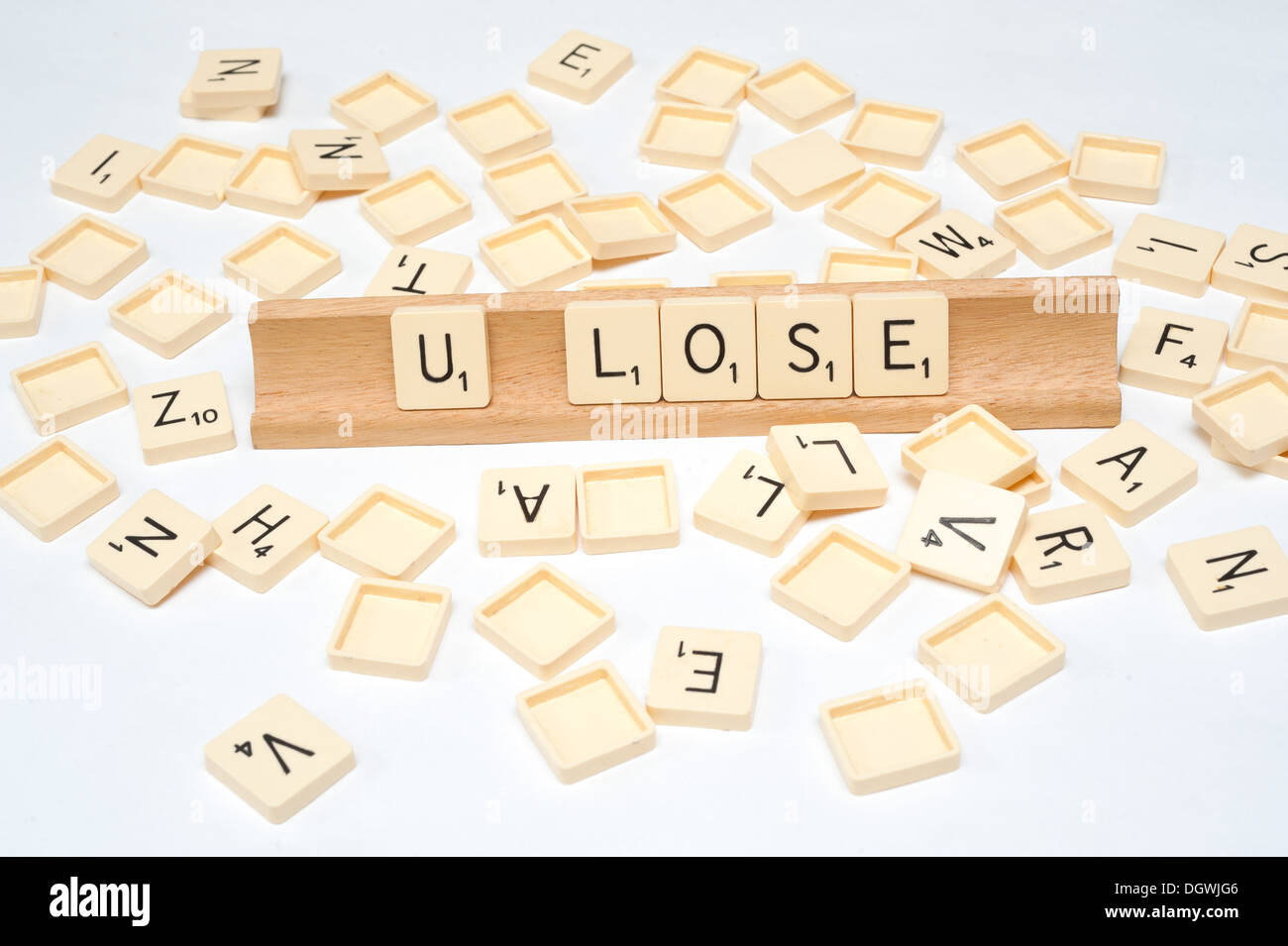 'U perder" escrito en el Scrabble azulejos Foto de stock