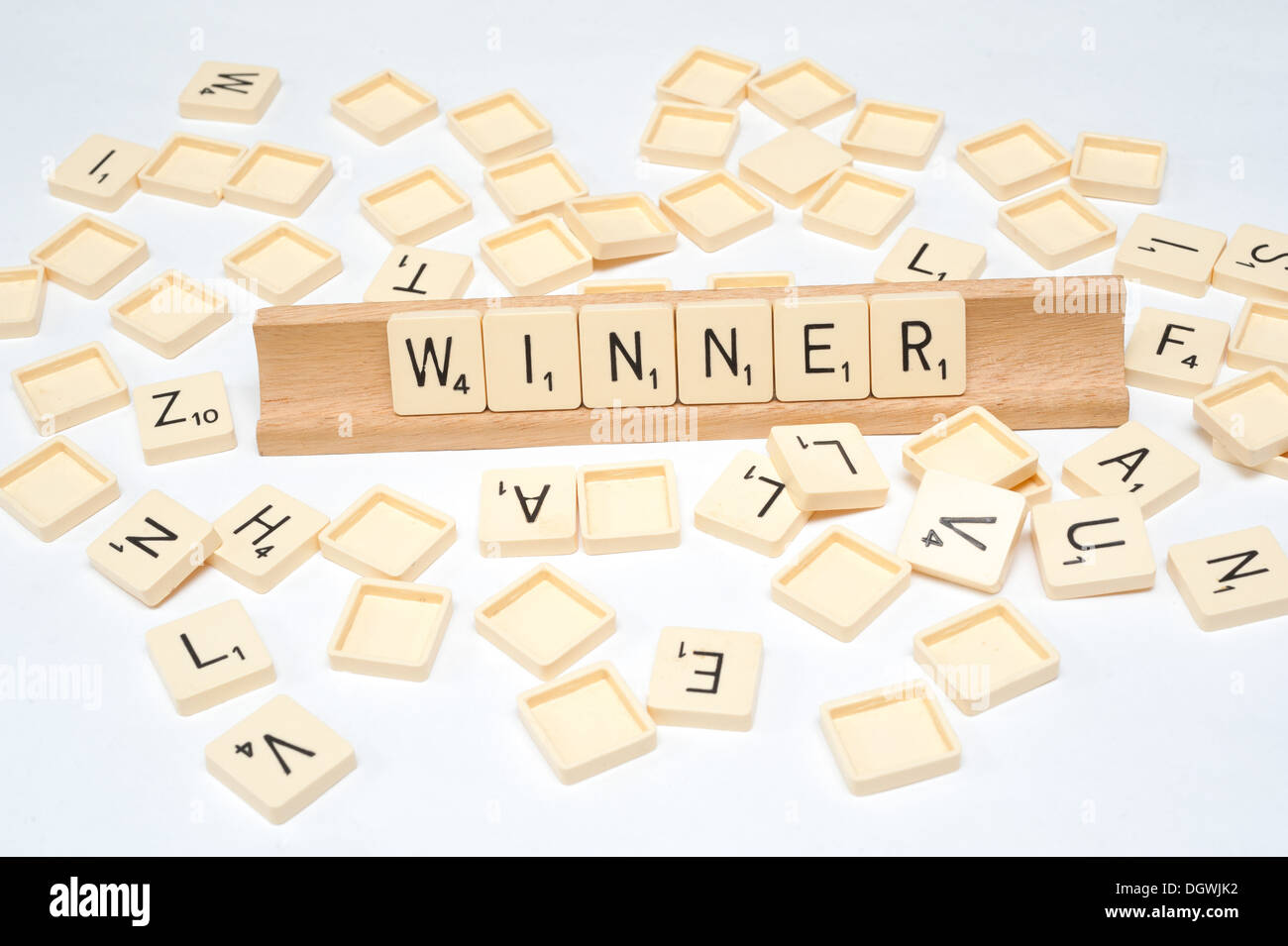 "Ganador" escrita en el Scrabble azulejos Foto de stock