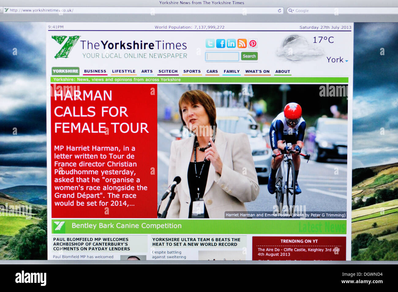 La Yorkshire veces sitio web en pantalla de ordenador Foto de stock