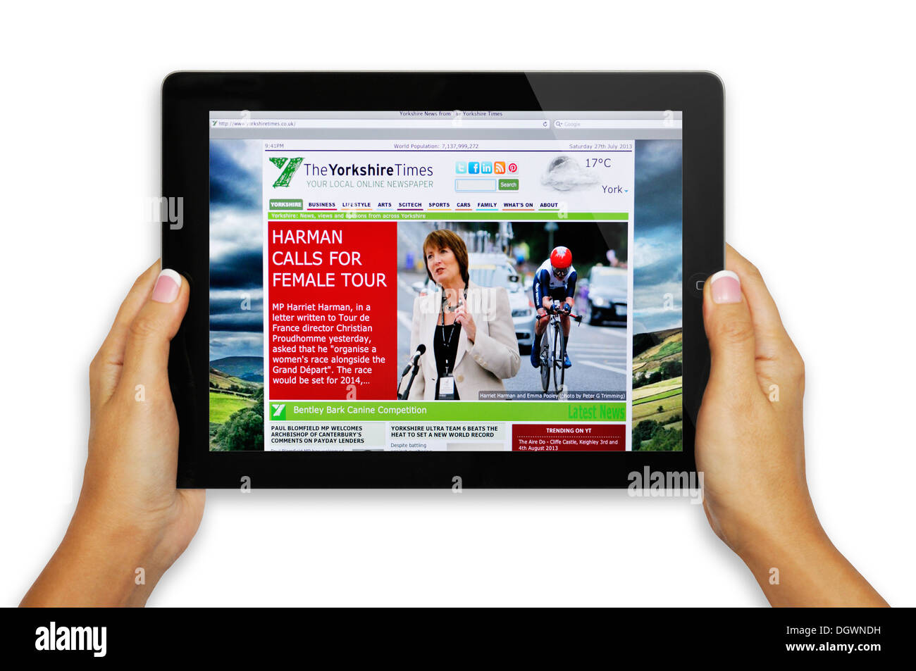 La Yorkshire veces web sobre iPad pantalla Foto de stock