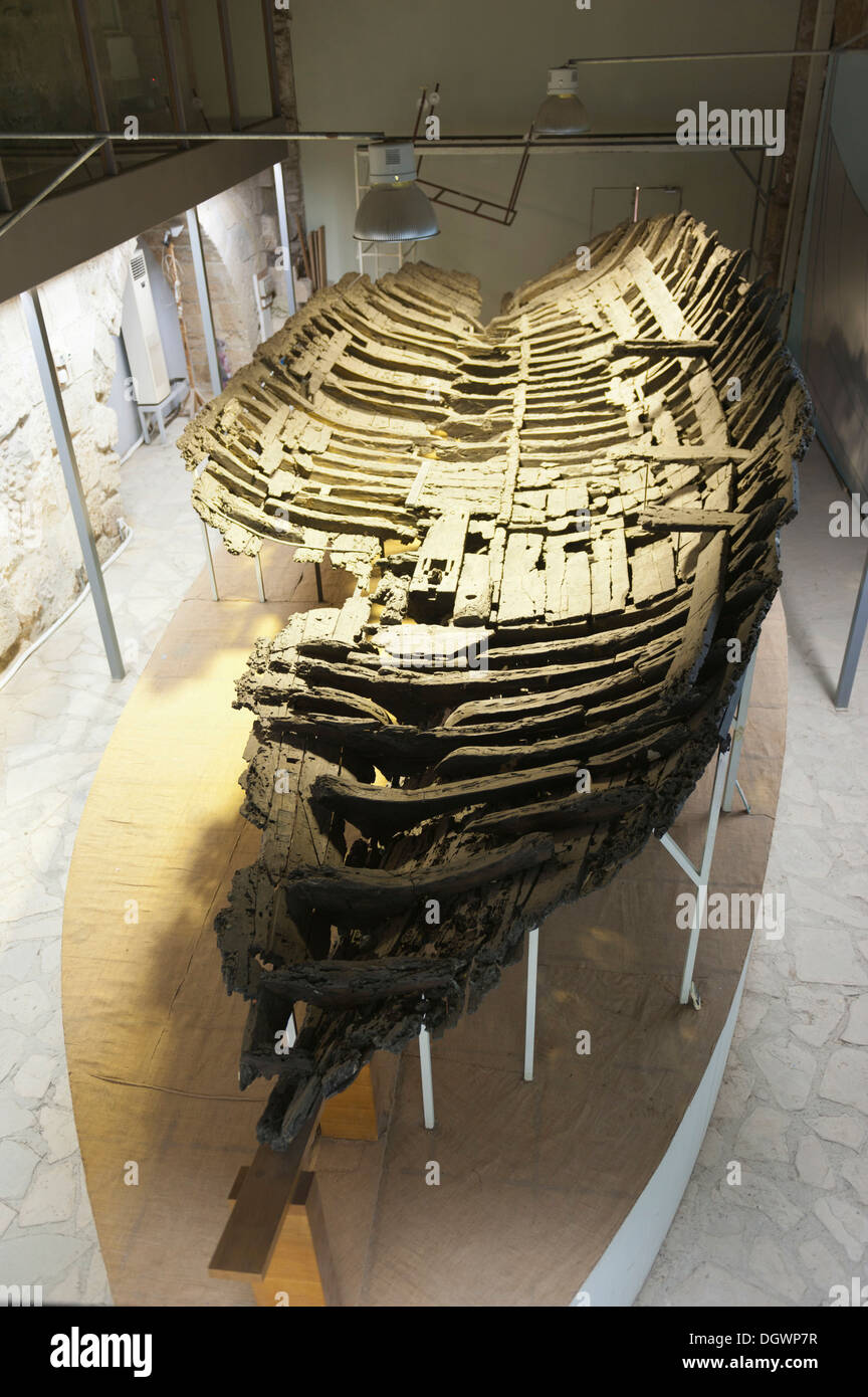 Barco de Kyrenia, Schiffswrack-Museum, Girne, Kyrenia, Türkische Republik Nordzypern, Chipre Foto de stock