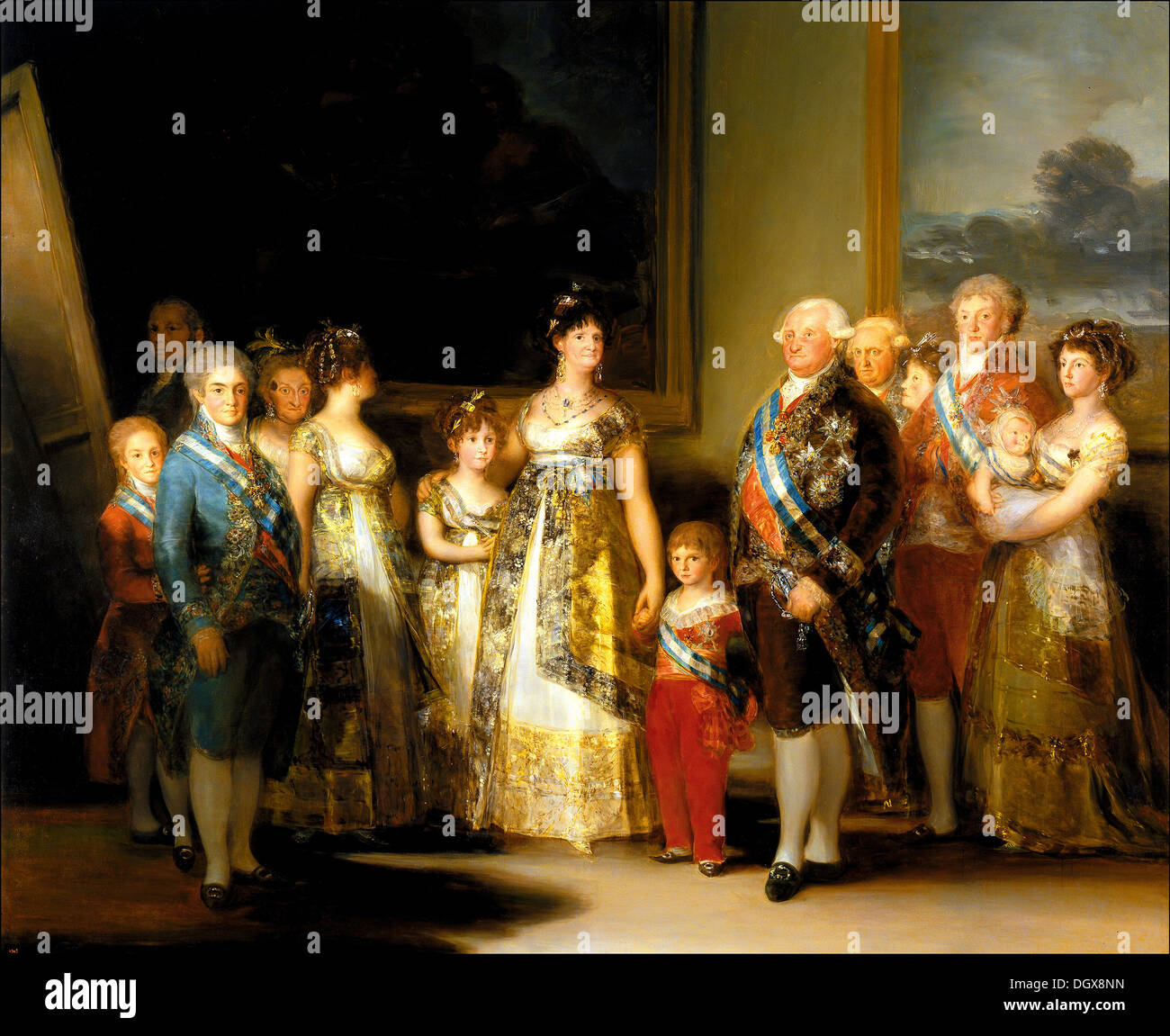 Carlos IV de España y su familia, por Francisco de Goya, 1800 Foto de stock