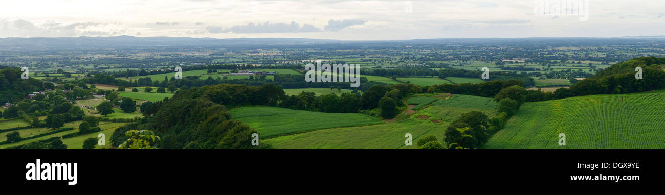 Cheshire Onduladas y verdes campos y paisajes a través de la Llanura de Cheshire UK Foto de stock