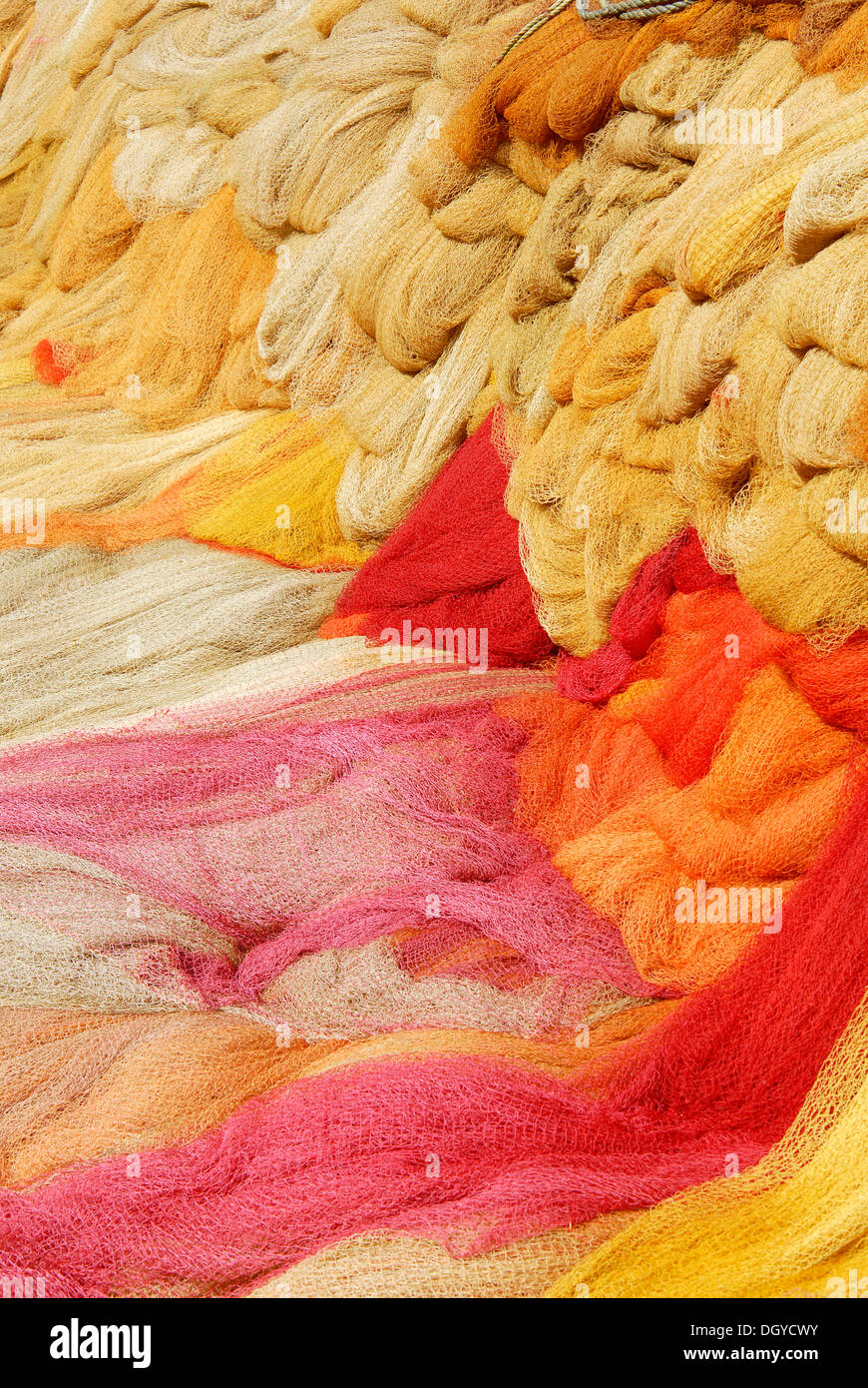 Color Mahe, redes de pesca, la costa de Malabar, en el norte de Kerala, Kerala, India del Sur, India, Asia Foto de stock