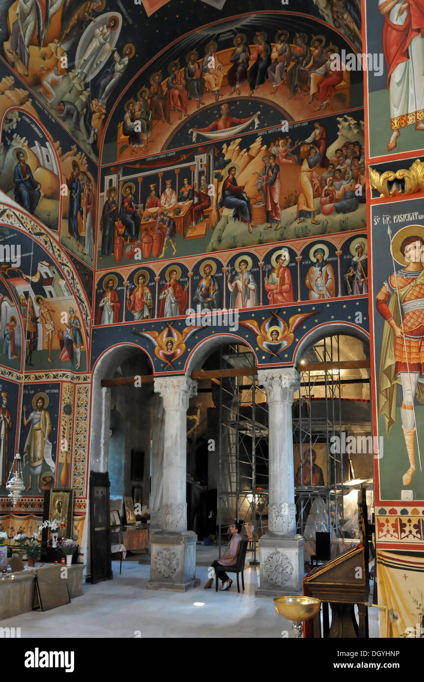 Interior, iglesia biserica sf Gheorghe Nou, Bucarest, Rumania, Europa Foto de stock