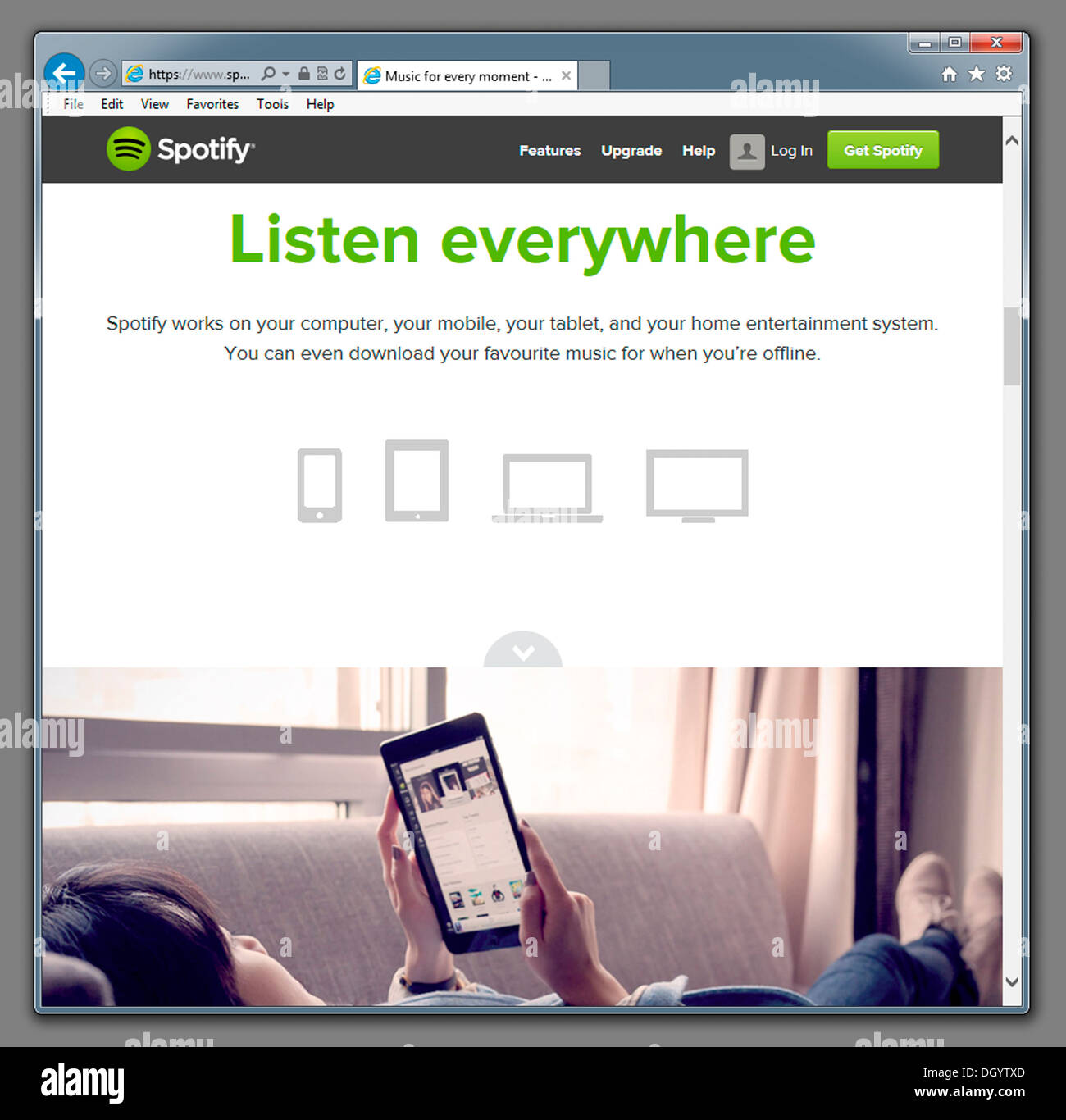 Spotify música streaming web. Foto de stock