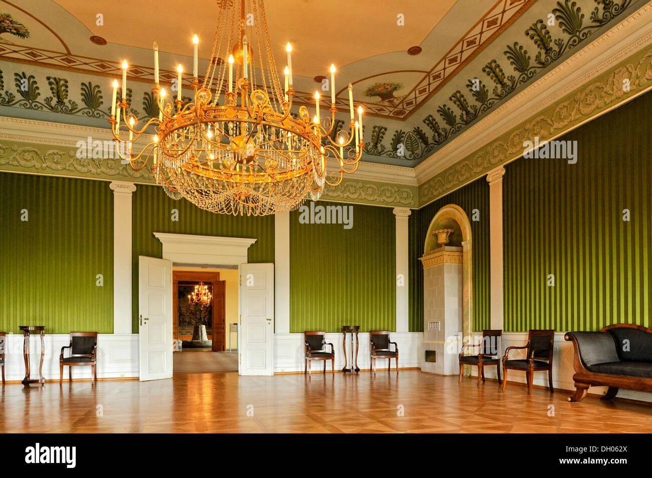 Green Room Stadtschloss Palacio de la ciudad, Fulda, Hesse, Alemania Foto de stock