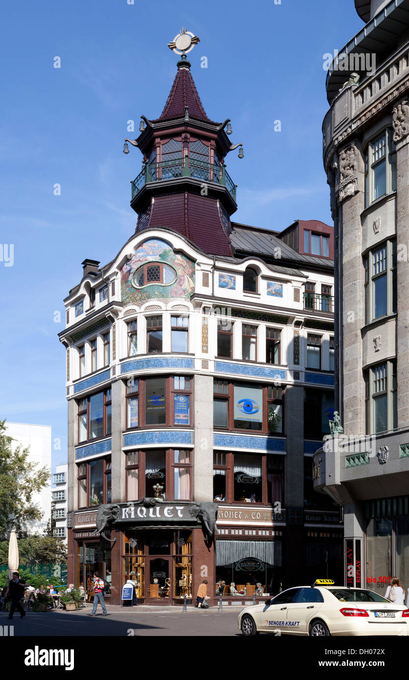 Edificio Riquethaus, Art Nouveau, Leipzig, Sajonia, PublicGround Foto de stock