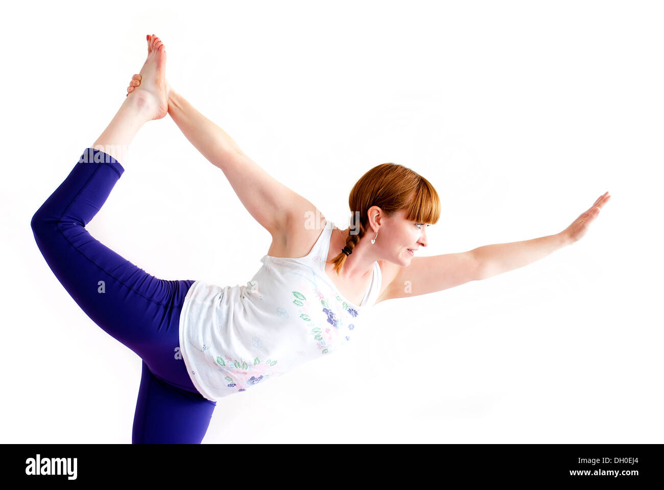 Mujer de mediana edad Ejercicio yoga Foto de stock