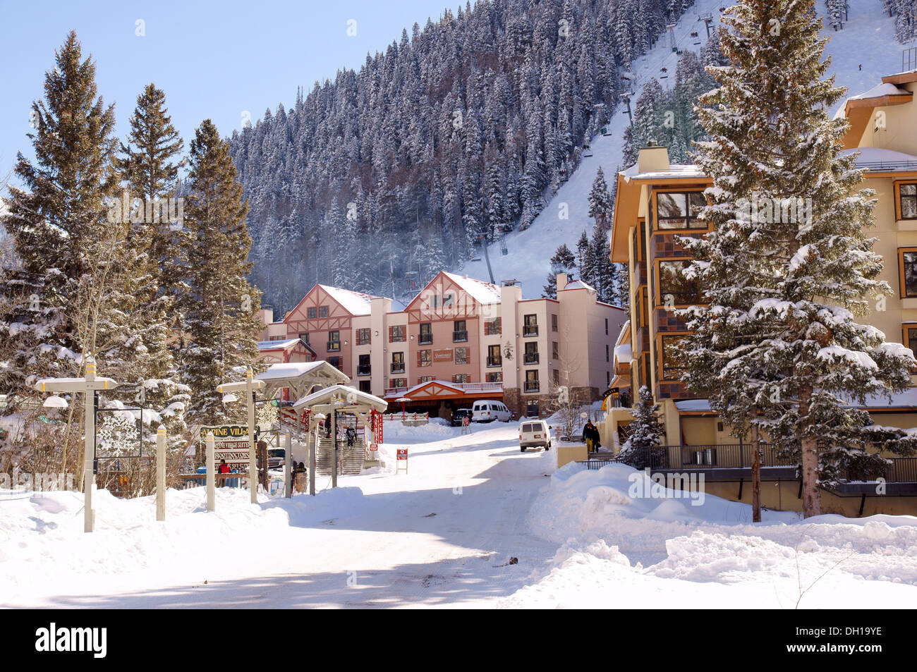 Taos Ski Valley Resort villa alpina lodge new mexico nm county estados unidos snowboarding resuelta Foto de stock