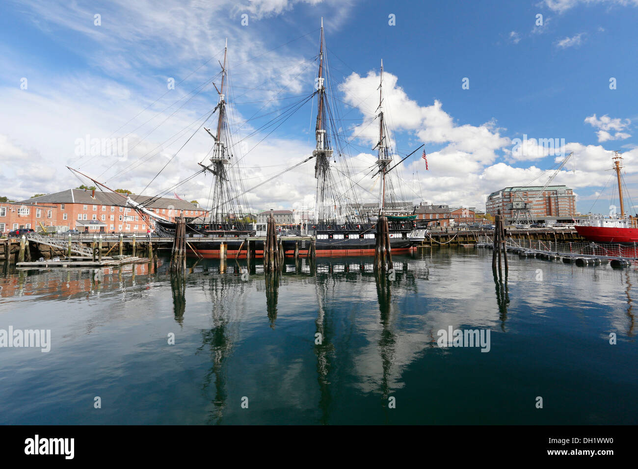 Fragata, USS Constitution, el puerto de Boston, Massachusetts, EE.UU. Foto de stock