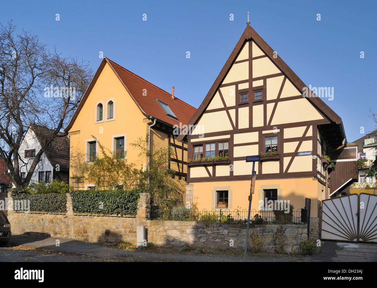 Centro histórico de la ciudad de distrito Altmickten, Dresde, Sajonia Foto de stock