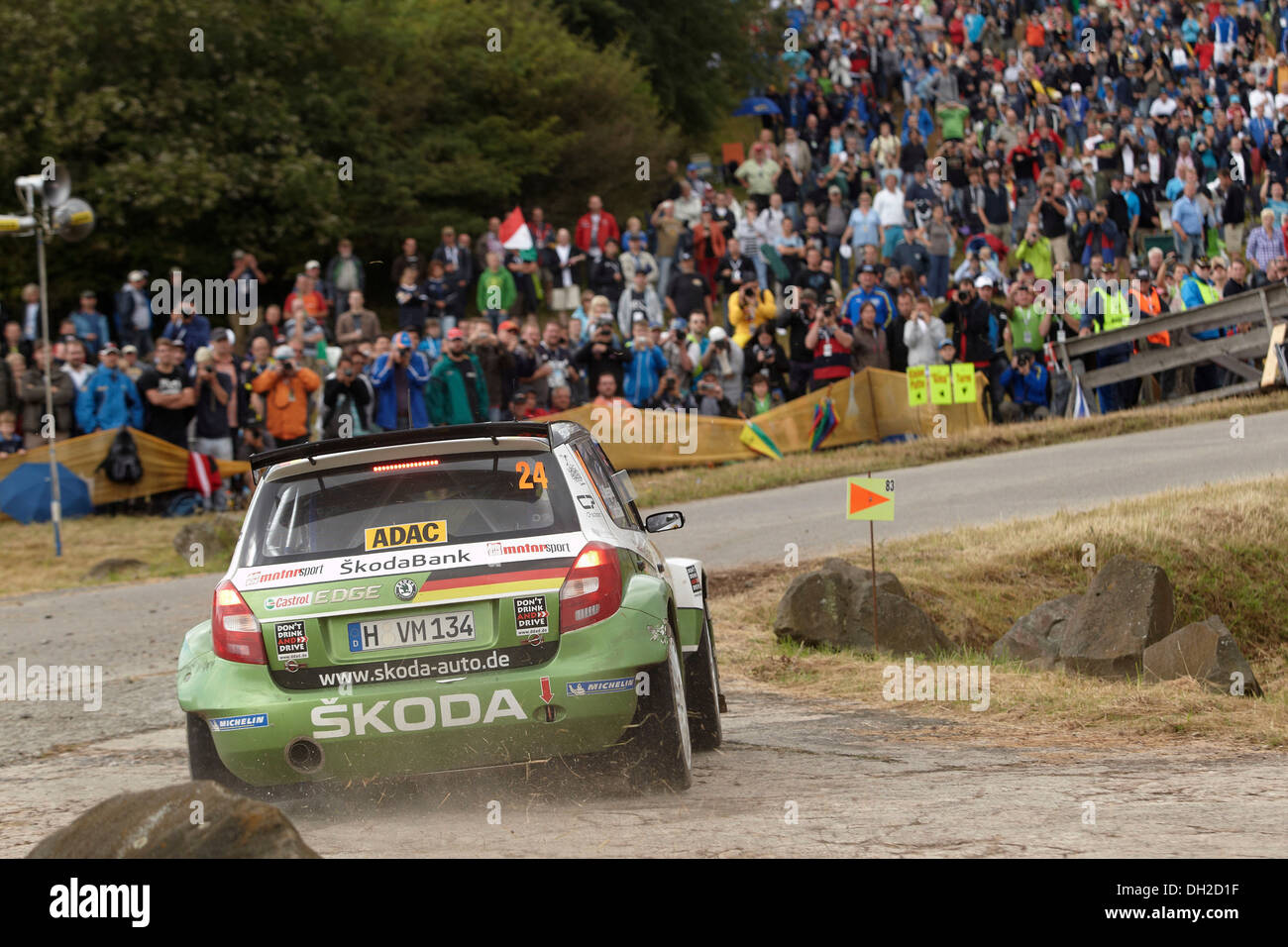 El ADAC Rallye de Alemania, en especial, la zona de entrenamiento militar de Baumholder, Sepp Wiegand, GER, y su copiloto Timo Gottschalk, GER Foto de stock