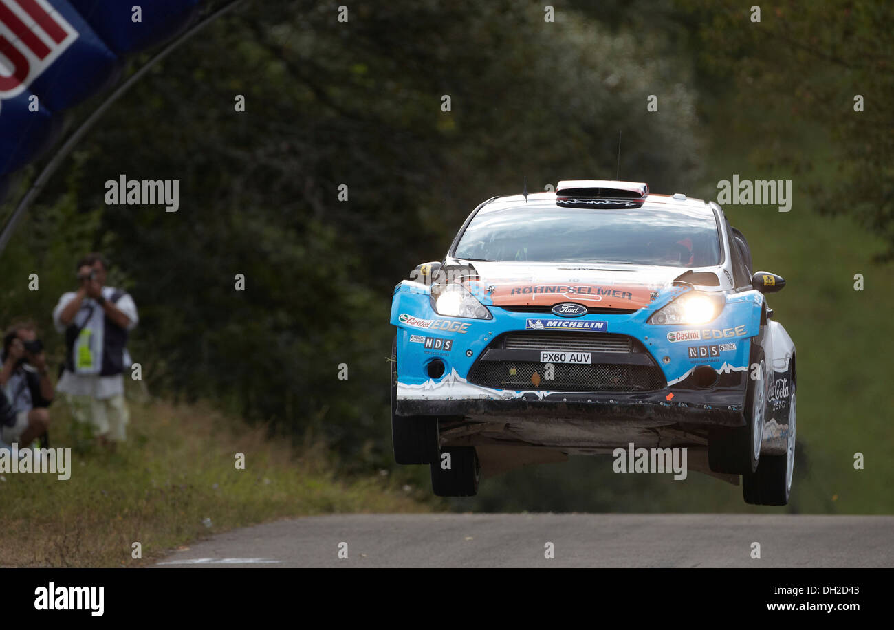 El ADAC Rallye de Alemania, en especial, la zona de entrenamiento militar de Baumholder, Mads Oestberg, NOR y su copiloto Jonas Andersson, SWE Foto de stock