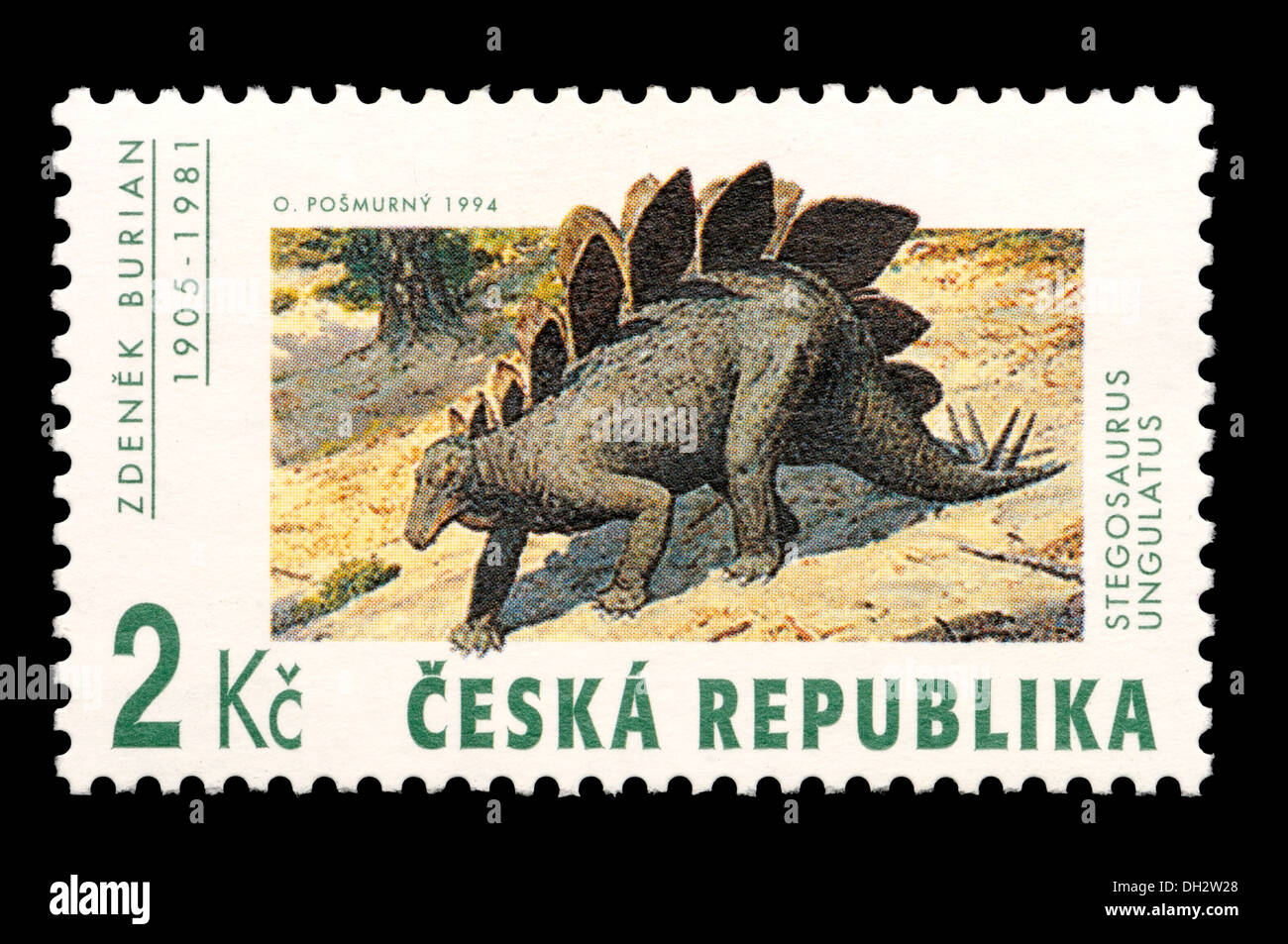 Sello postal conmemorativo de la República Checa Zdenek Burian (1905-81; el artista e ilustrador) Foto de stock
