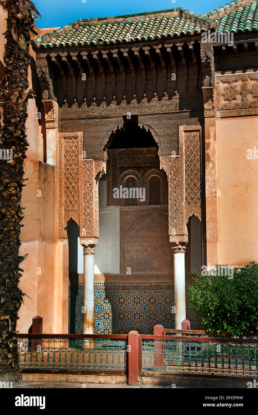 Les tombeaux Saadiens - Las Tumbas Saadianas Marrakech Marruecos datan de la época del sultán Ahmad al Mansur (1578-1603) Foto de stock