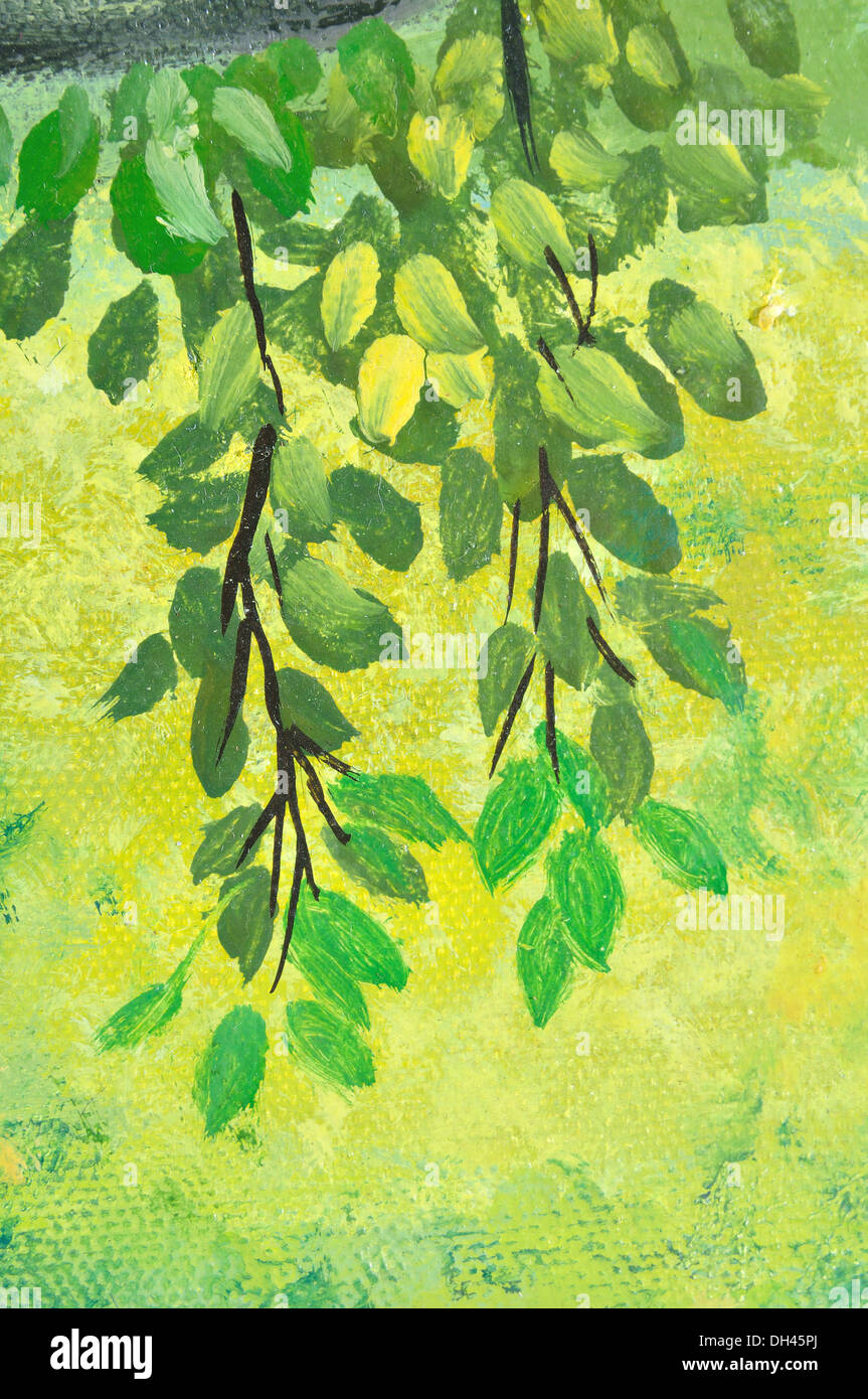 pintura de hojas verdes , pintura de hojas Fotografía de stock - Alamy