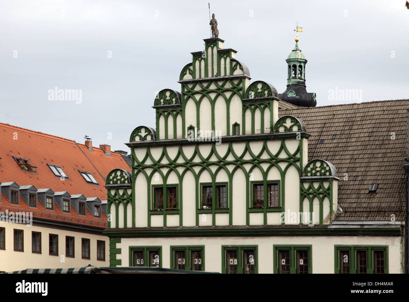 Oficina de Información Turística de Weimar alojado en un Marktplatz townhouse Foto de stock