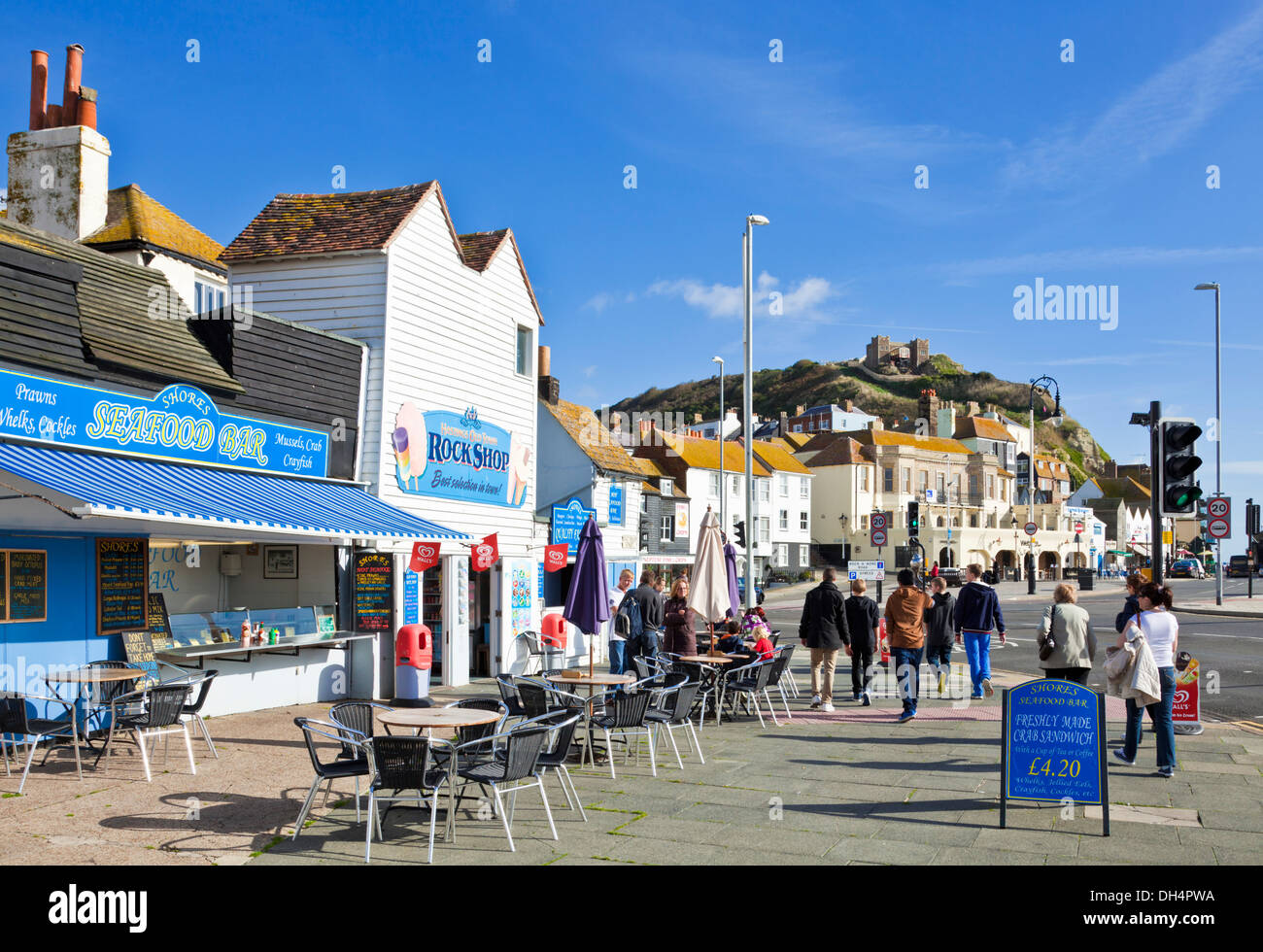 Seafood Bar Cafetería Tienda en Hastings Old Town East Sussex England Reino Unido GB Europa UE Foto de stock