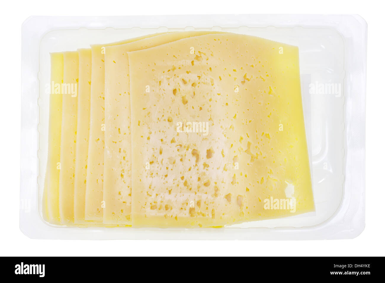 Contenedor con lonchas de queso ​ Foto de stock