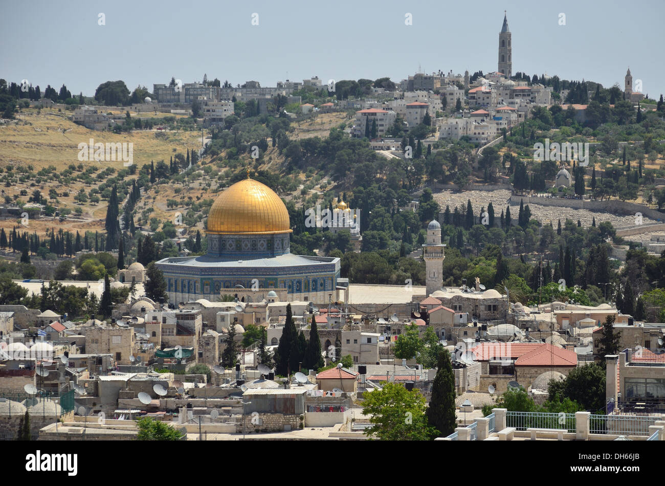 Vista de los santos lugares de Jerusalén desde la Torre de David Foto de stock