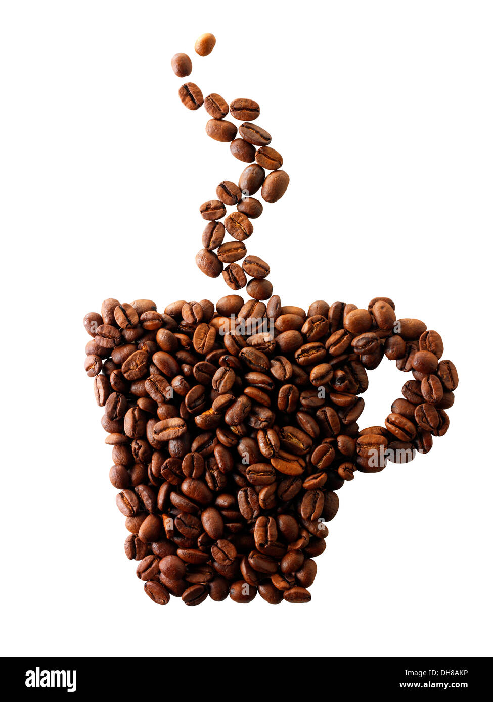 Taza de café hecha de granos de café. Foto de stock