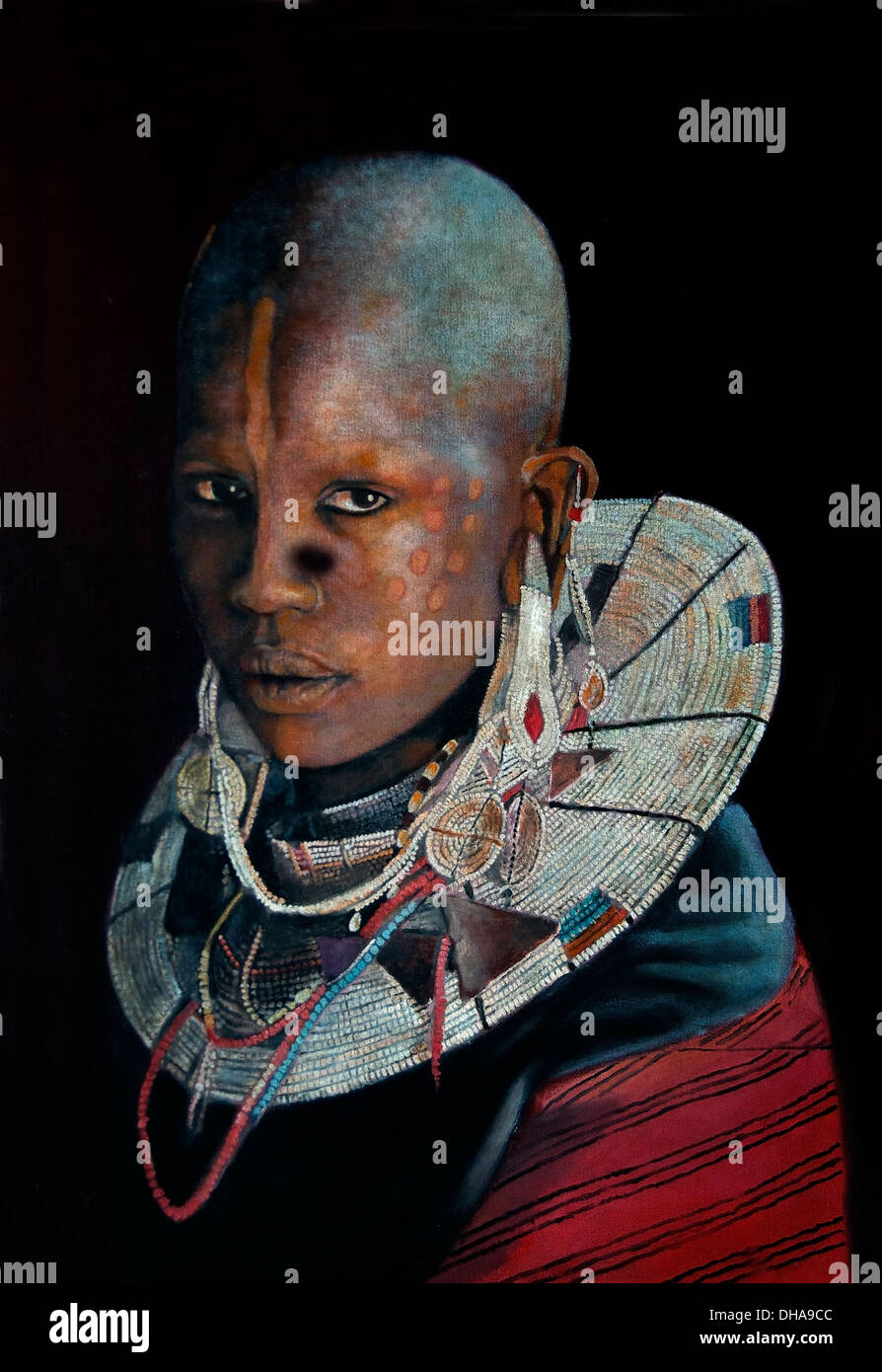 Galería de Arte Moderno cuadro mujer africana África Kenia Tanzania Foto de stock