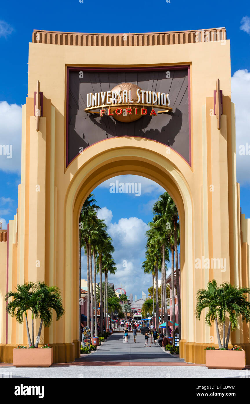 Entrada a la atracción Universal studios, Universal Orlando Resort, Orlando, Florida, EE.UU. Foto de stock