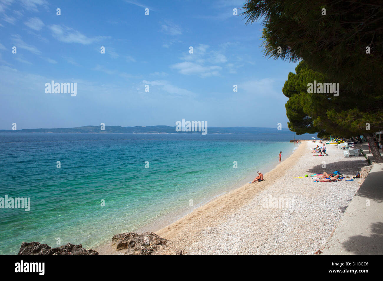 Playa, Brela, Costa de Dalmacia, Croacia, Europa Foto de stock