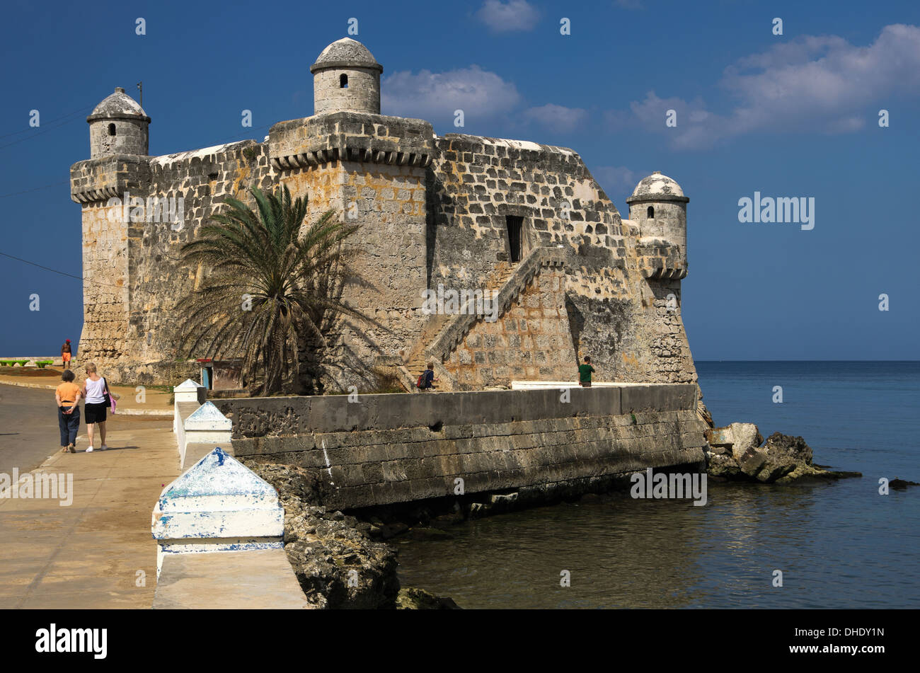 Fortaleza Española protegiendo el puerto donde Hemmingway mantuvo su barco (Pilar); Ciudad de La Habana, Artemisa, Cuba Foto de stock