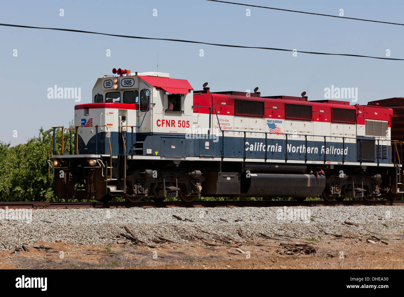 California Northern Railroad Freight Train - California EE.UU. Foto de stock