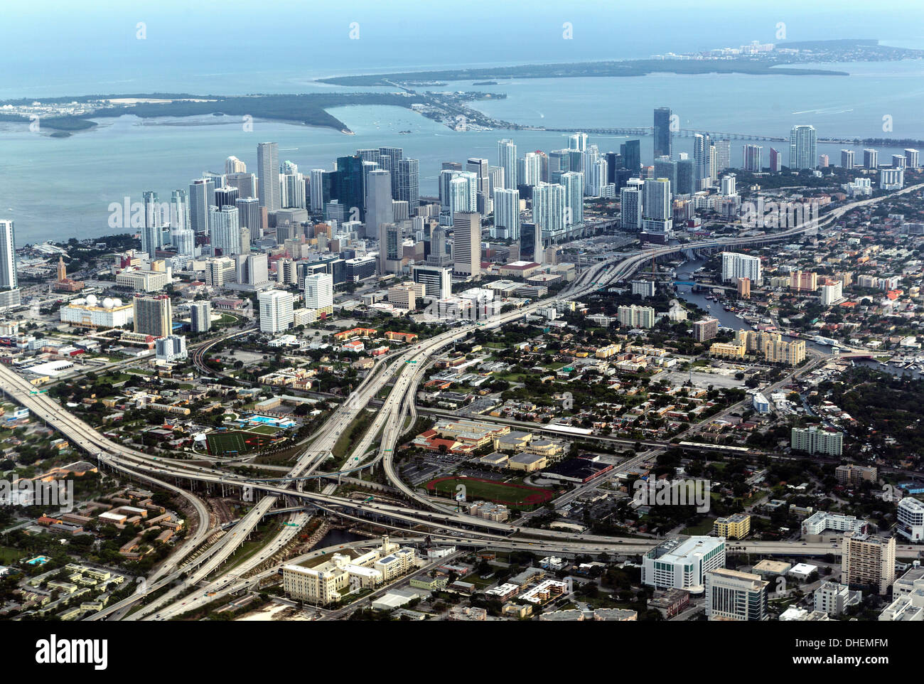 Vista aérea de Miami, Florida, Estados Unidos de América, América del Norte Foto de stock