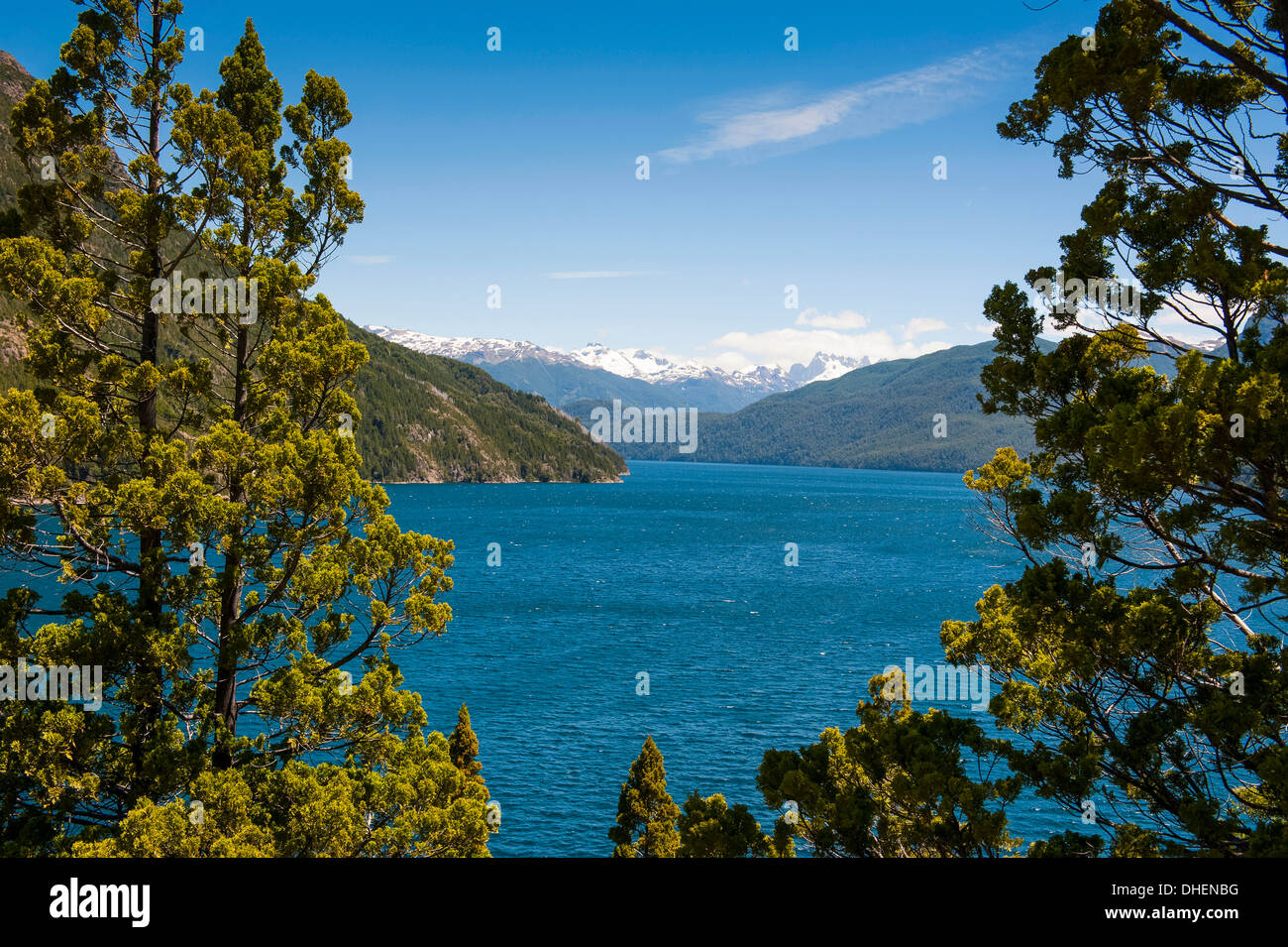 Hermoso lago de montaña en el Parque Nacional Los Alerces, Chubut, Patagonia, Argentina Foto de stock