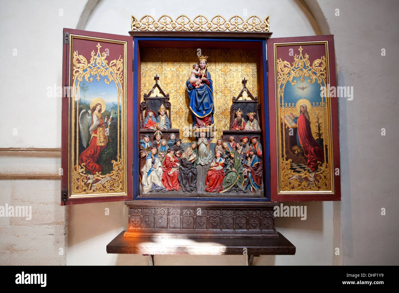 Altar de la Virgen María, c. 1500, el monasterio cisterciense de Loccum, Baja Sajonia, Alemania Foto de stock