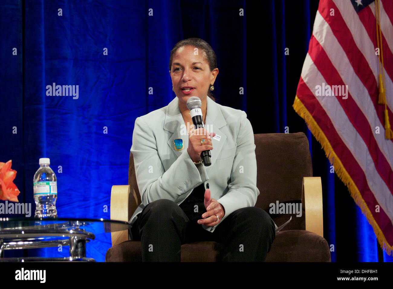 Susan Rice en el panel en el Foro de Liderazgo de la mujer en octubre de 2008. Foto de stock