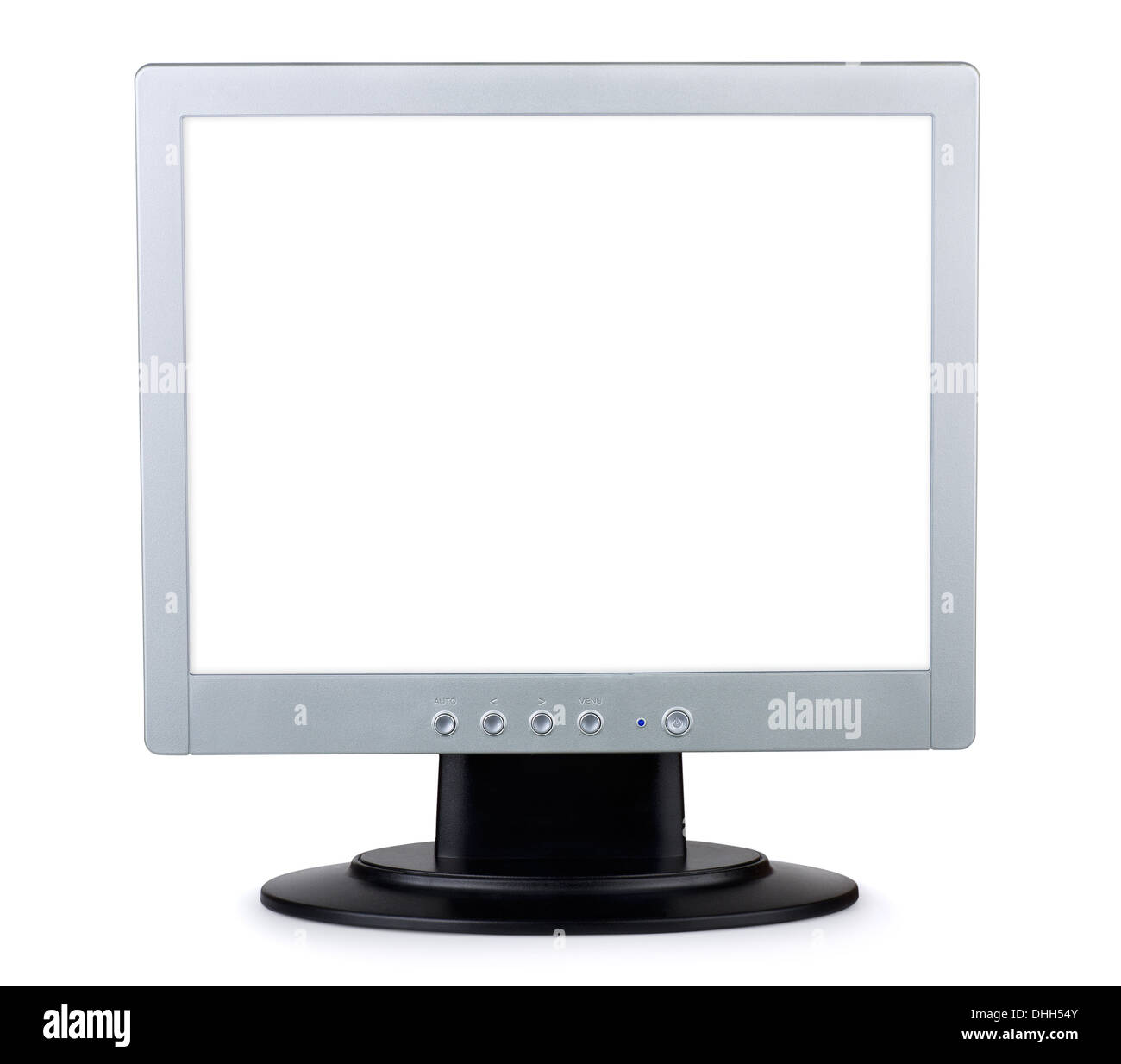 Equipo monitor LCD con pantalla blanca aislado en blanco Foto de stock