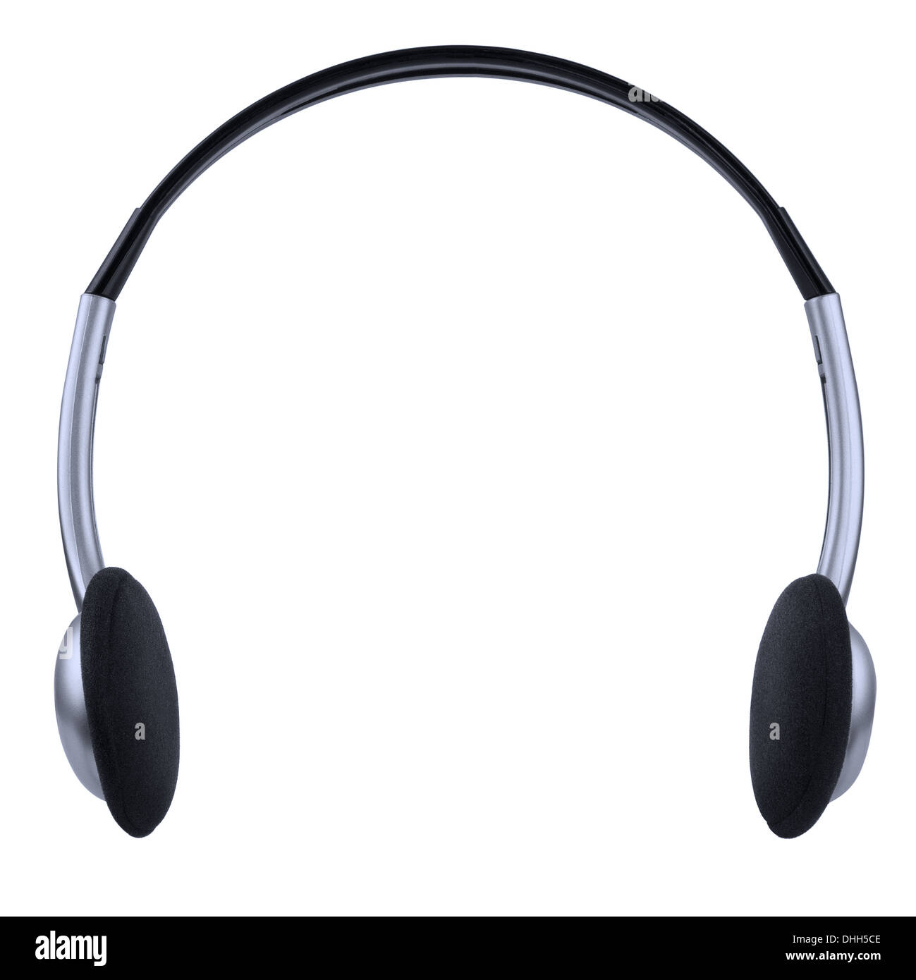 Negro y plateado auriculares aislado en blanco Foto de stock
