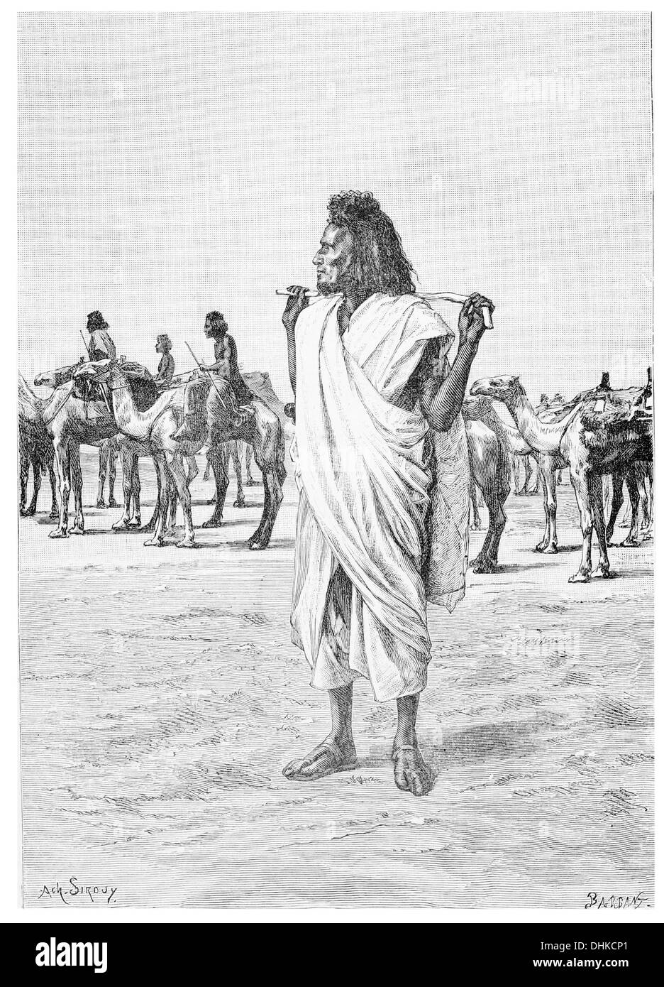 1888 Bishari conductor de camello Nubia, Sudán Foto de stock