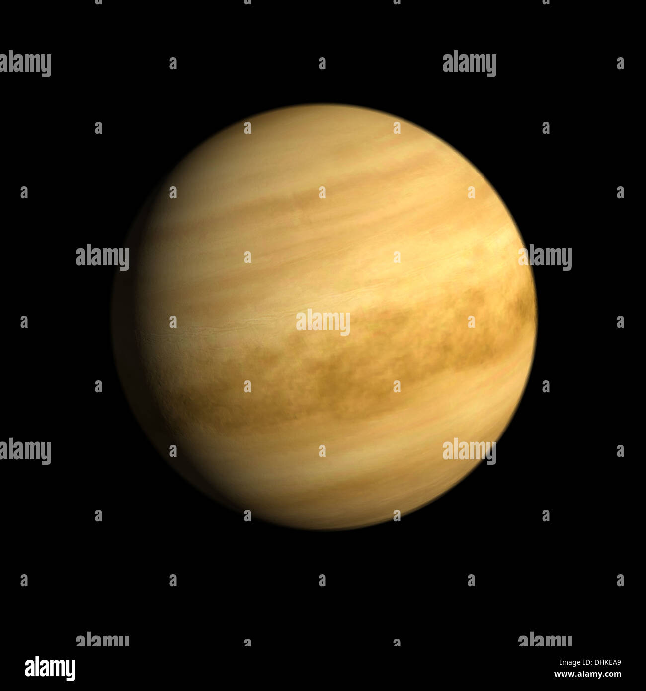 Una representación del planeta Venus, sobre un fondo negro limpio. Foto de stock