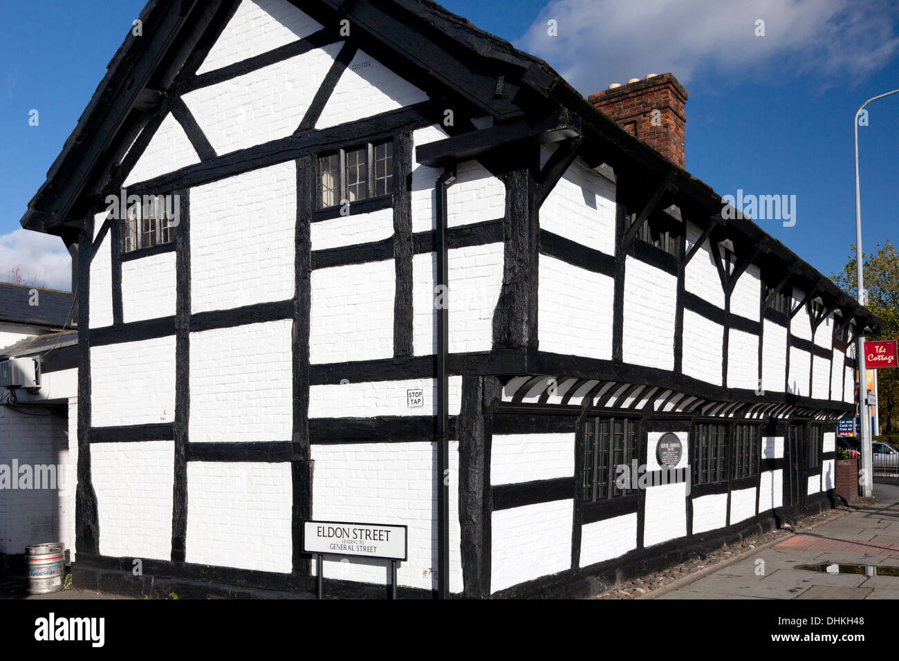Casa donde nos alojamos de Oliver Cromwell en 1648, en Warrington, Cheshire Foto de stock