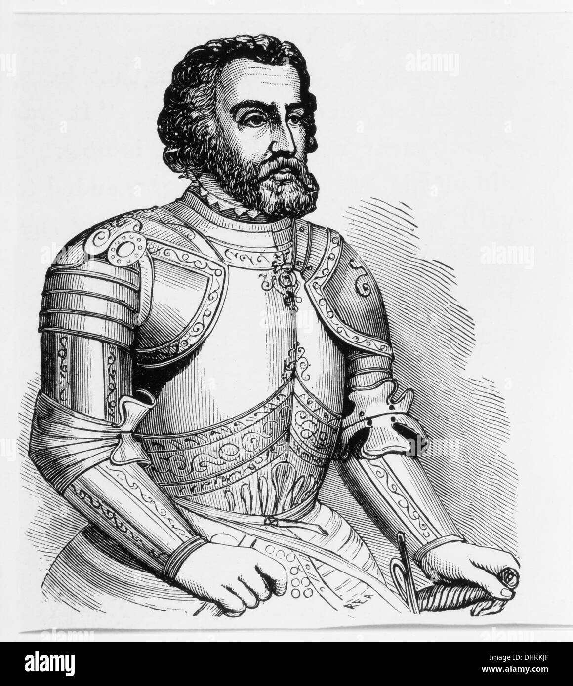 Hernán Cortés (1485-1547), conquistador español y Explorer, llevó a la conquista del Imperio Azteca, Retrato Foto de stock