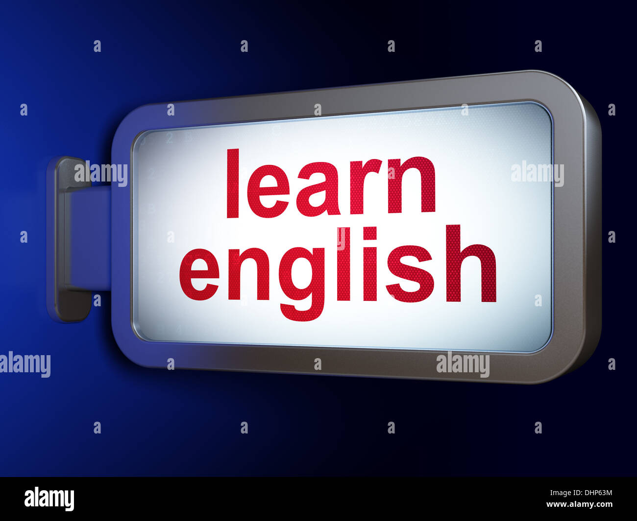Concepto de educación aprender inglés en vallas publicitarias de fondo