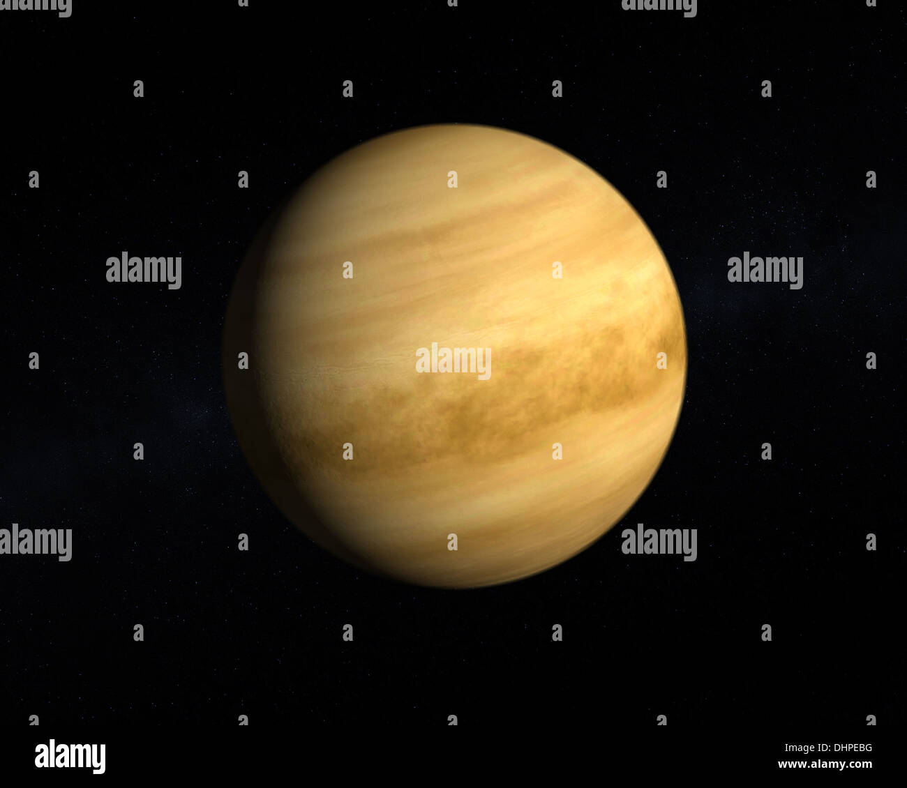 Una representación del Planeta Venus sobre un fondo estrellado. Foto de stock