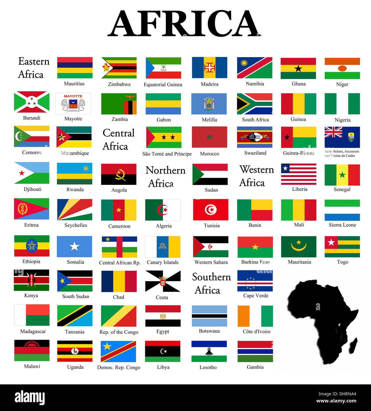 Banderas de África - juego completo de banderas con los colores originales  sobre fondo blanco Fotografía de stock - Alamy