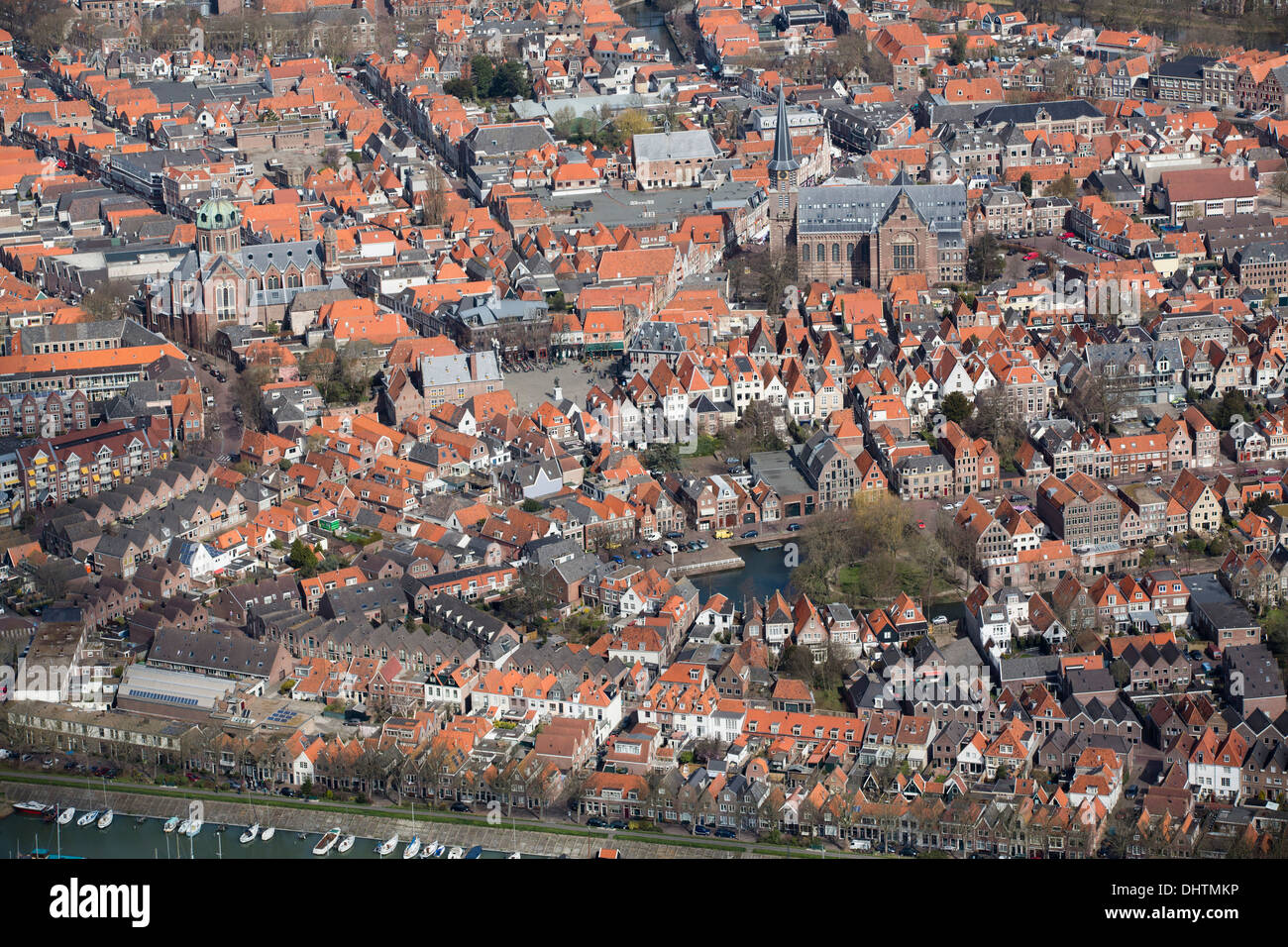 Países Bajos, Hoorn, centro de la ciudad, antena Foto de stock