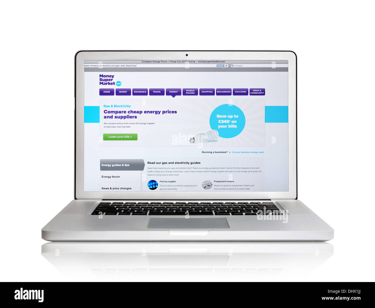 Sitio web MoneySuperMarket en la pantalla de un ordenador portátil Foto de stock