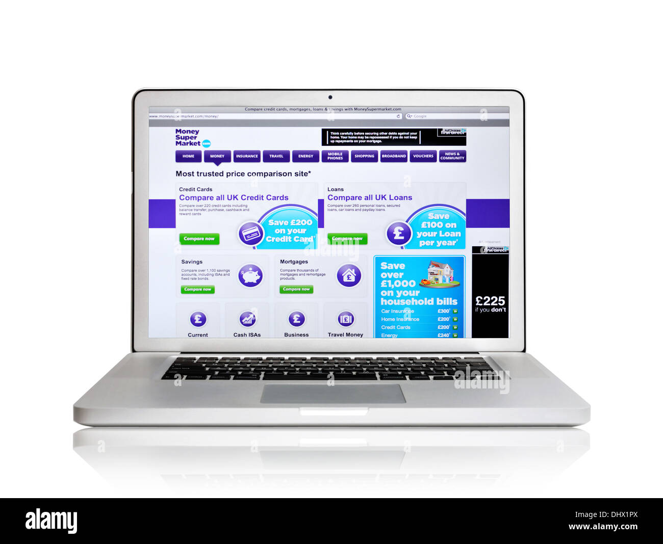 Sitio web MoneySuperMarket en la pantalla de un ordenador portátil Foto de stock