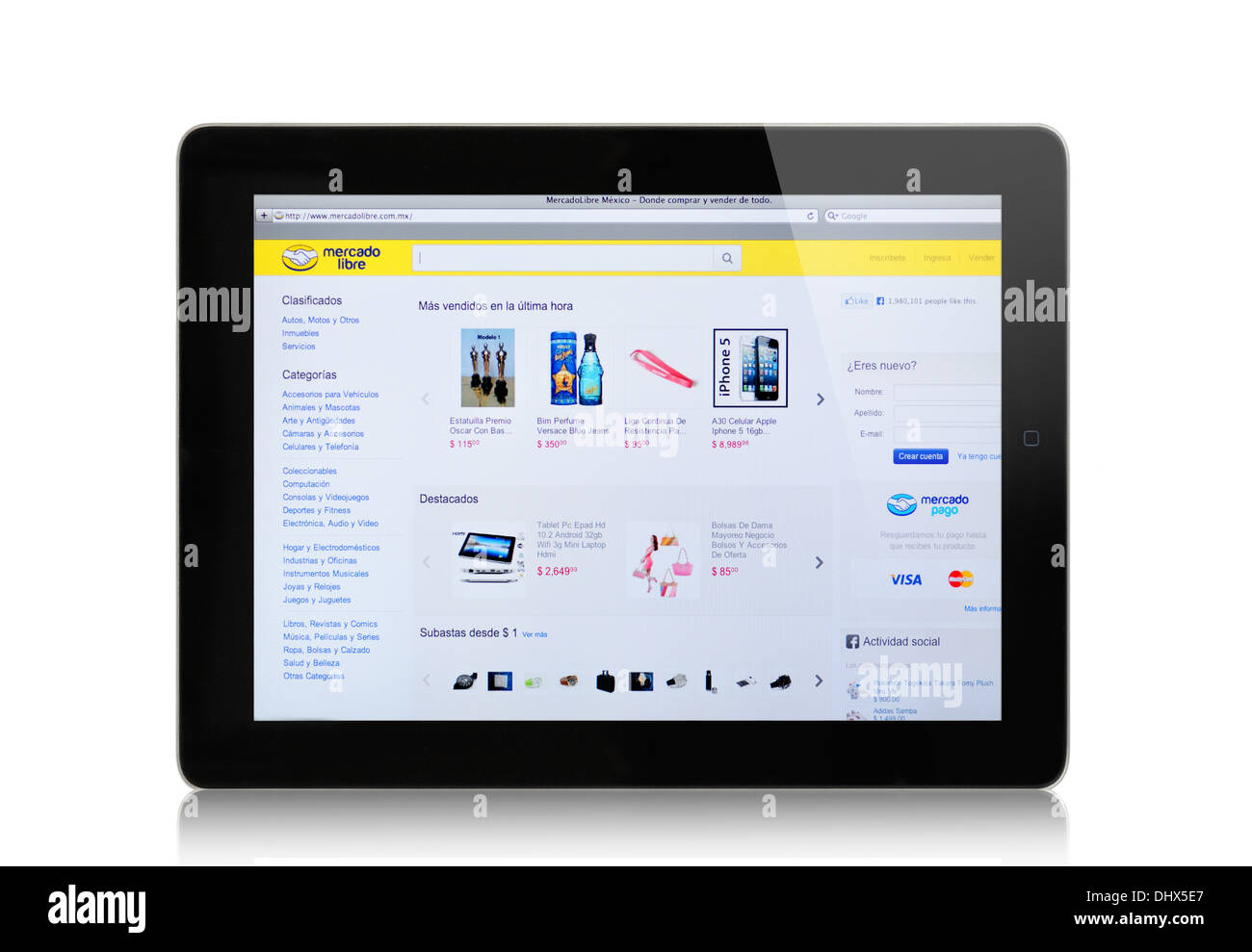 Mercado Libre sitio web de compras online en el iPad pantalla Foto de stock